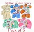 5 Suits for Born Baby - Shirt and Pajama and Cap - Cotton Stuff - Summer Collection - Multicolors - Baby Clothes - Best Quality. 