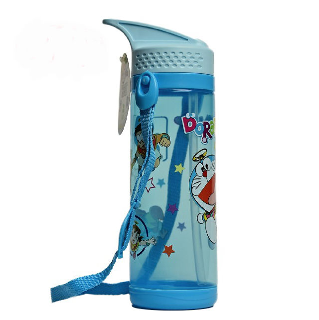 Bright Active Star 600ml Blue Doraemon Character Transparent Plastic Water Bottle for Boys