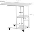 Overbed Table, Home Rolling Mobile Computer Desk Table Bed Table Over Bed Sofa Laptop with Storage Shelves Furniture End Table, Customize Size Available. 