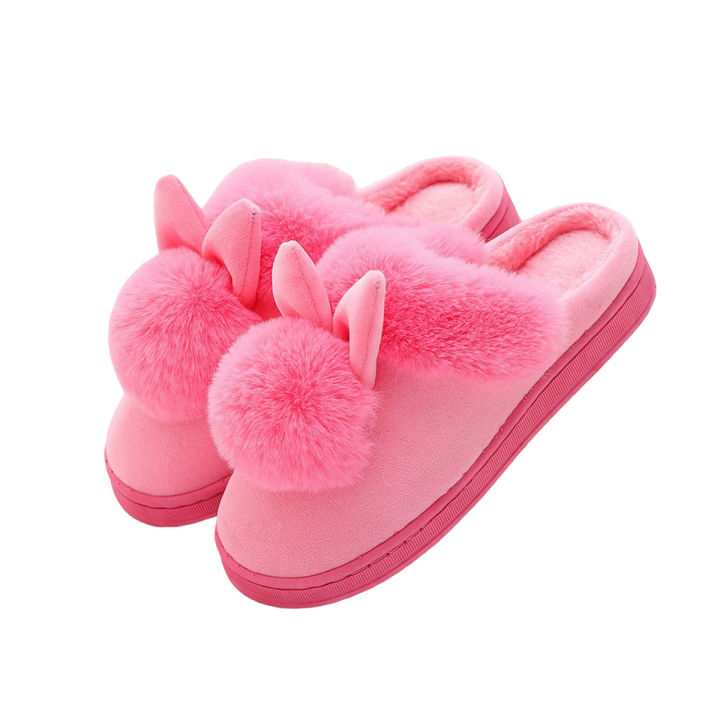 Cushioned Candy Color Lady Fluffy Flat Warm Slippers