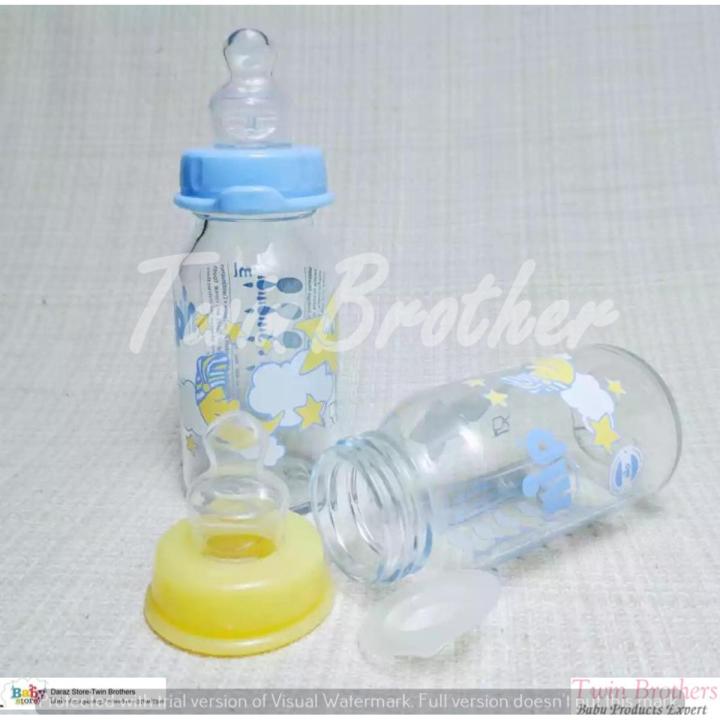 NIP Brand Glass Feeder with Unique Printing Design 140 ml 6 oz 1" Thick Glass Layer Made By Germany