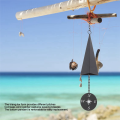 1 Piece Retro Design Iron Triangle Wind Bell with Compass Metal Wind Chimes Decor. 