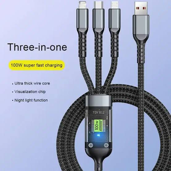 Multi-Functional 3 in 1 charging cable 100w fast charging | 100W Super ...