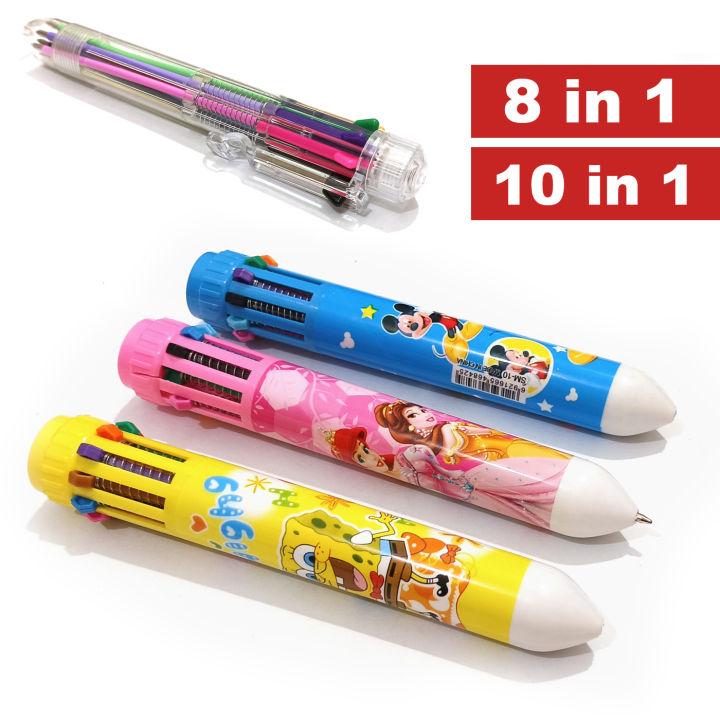 One Piece Fine Point 0.7mm Writing Multi Color Pen 8 in 1 & 10 in 1 Ballpoint With Transparent Retractable Ballpoint Pen School office home Stationery