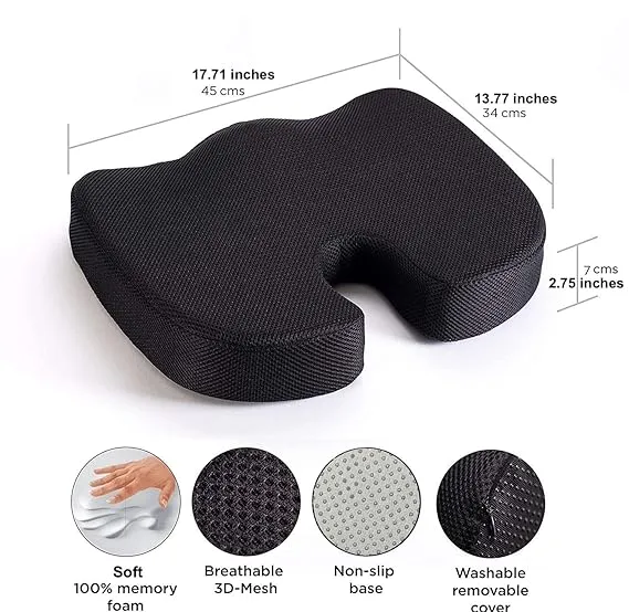 QS ENTERPRISE FOUNDCOOL Universal Memory Foam Car Seat Cushion for Driving Booster Driver Seat Tailbone Back Pressure Relief Breathable Pad for Cars Trucks SUVs Vehicles Office Chair Wheelchair - High Qualiy
