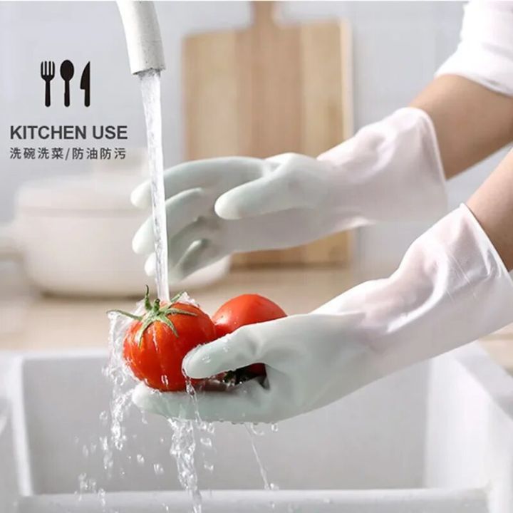 Gradient Color Waterproof Latex Gloves Women's Thin Laundry Household Cleaning Gloves Durable Kitchen