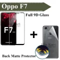Oppo F7 Full Black 9D Tempered Glass + Back Matte Protector For F7. 