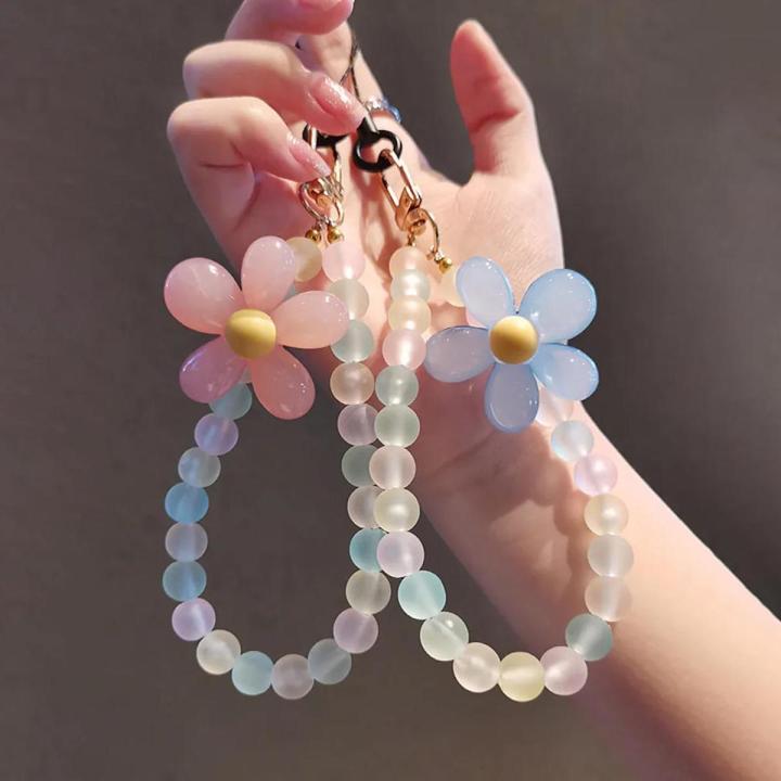 Mobile Phone Hanging Strap Cute Phone Charm Bracelet Handmade Phone Strap Beaded Bracelet Phone Strap Candy Color Wrist Strap