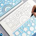 7Pcs Geometric Drawings Templates DIY Crafts for School Building Studying. 