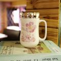 Amazing New Style Ceramic Tea Coffee Mugs With Glass Lids, Large Travel Mugs With Screw Lids. 