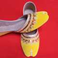 Traditional Yellow Khussa for Women - Desi Style Ladies Footwear GK Style. 
