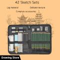 Professional Sketching Kit Artist Sketch And Drawing Pencils Set For Artist 42 Pieces. 