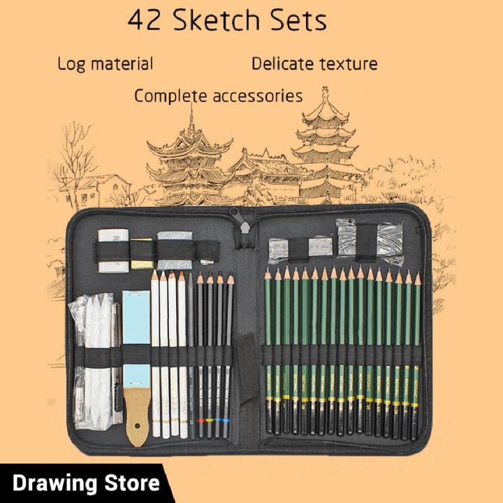 Professional Sketching Kit Artist Sketch And Drawing Pencils Set For Artist 42 Pieces
