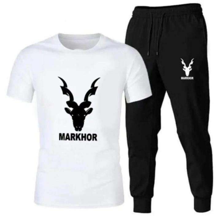 Men's Clothing Summer Breathable T-Shirt and Black Trouser Gym wear and comfortable