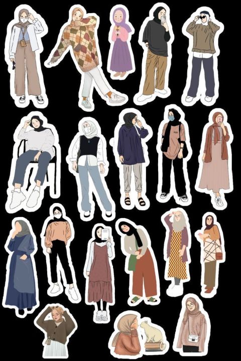 Hijabi Girl Aesthetic PVC Sticker Sheet – Uncut A6 Size (15x10cm ...