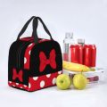 Cartoon Minnie Portable Lunch Boxes Waterproof Animated Polkadots Thermal Cooler Food Insulated Lunch Bag Kids School Children. 