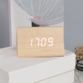 Digital Clock LED Wooden Alarm Clock Table Sound Control Electronic Clocks Desktop Home Table Decor Black. 