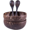 Coconut Bowls and Wooden Spoons for Serving Noodle,Pasta,Smoothie,Porridge,Handicraft Decoration Coconut Shell Bowl. 