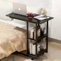 Modern Multifunctional Bedside Table with Storage Shelves and Rolling Wheels. 