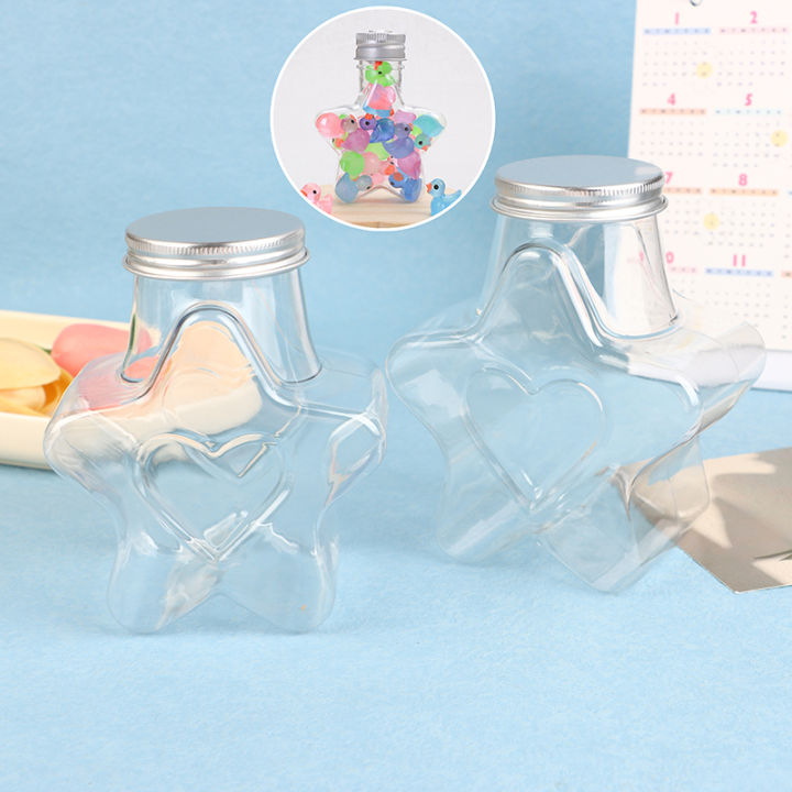 Star Shaped Clear Plastic Storage Container Jar Screw Top Jars With Lid Lidded Zhonggaohang