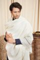 Premium Quality White Shawl For Men - Kashmiri Dhussa Shawl For Men - Winter Shawl Chadar For Men -White. 