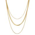 Cross-border three-layer snake chain necklace, personality tide, European and American cold wind, wide flat layering, clavicle chain, fashion chain necklace. 