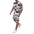 Summer Men's Tree Digital Printed White Short Tracksuit. 