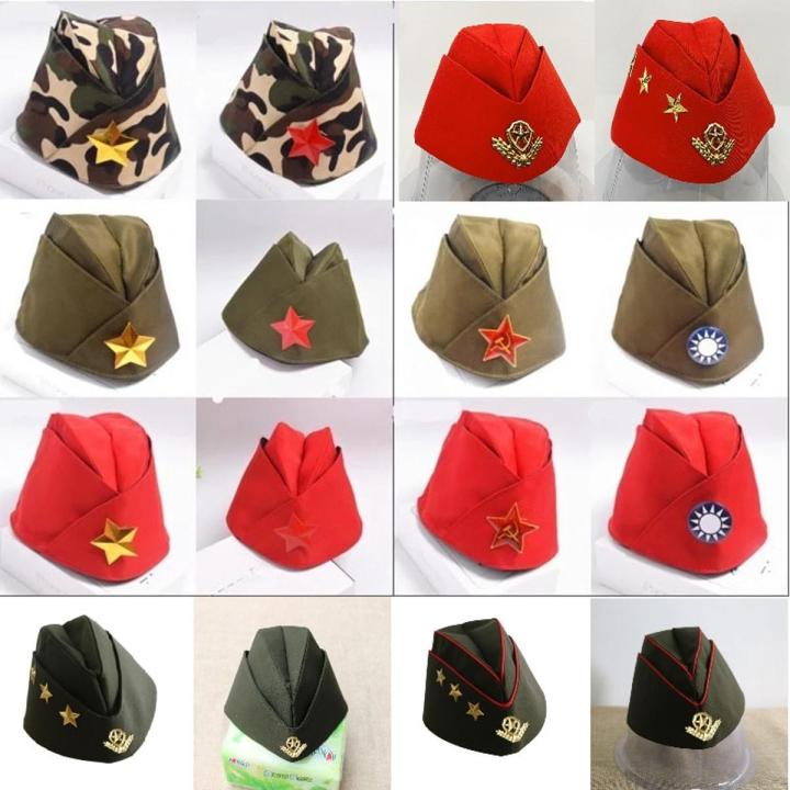 Fashion Military Hat Russian Army Cap Green Camo Badge Women Men Sailor Stage Performance Cosplay Hats Boat Cap Hair Accessories