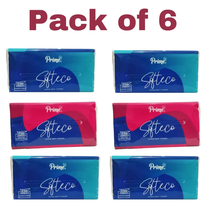 Prime Soft Prime Softco Super Soft Tissues - 2 Ply, 550 Sheets Per Pack | Ultra ...