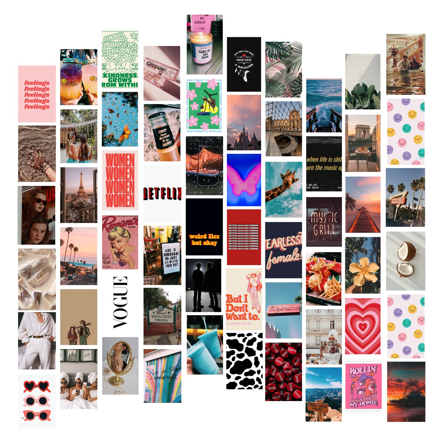 Quary Aesthetic Wall Collage Kit 60pcs 4x6 Inch HD Printed Posters