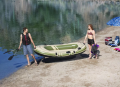 Bestway Hydro-Force Voyager 300 Inflatable River Boat w/Built-in Fishing Rod Holders, Tan. 