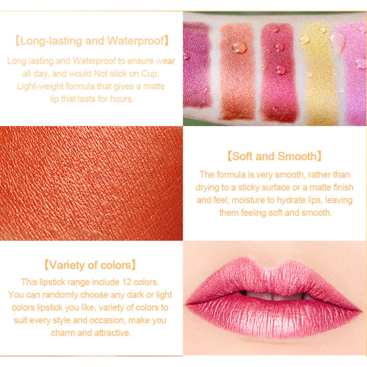 BataBata%2012%20Colors%20Magic%20Pink%20Glitter%20Lipstick%20Matte%20Gliter%20Shimmer%20Super%20Finish%20Matte%20Velvet%20Waterproof%20Glitter%20Lipsticks%20-%20Image%204