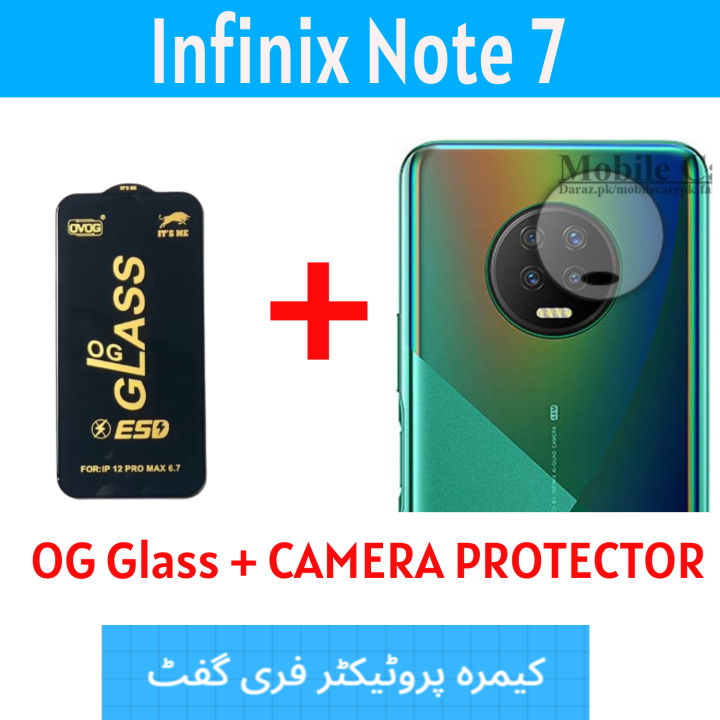 Infinix Note 7 OG Glass Front Screen Protector Edge To Edge Protection + 9h Flexible Back Camera Lens Protector