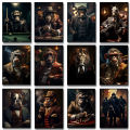 Gangster Monkey Smoking Lion Playing Billiards Posters Prints Canvas Painting Giraffe Animal Wall Art Picture Room Home Decor. 