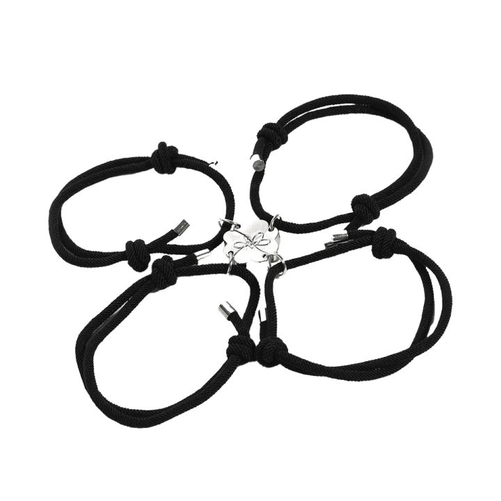 4pcs/set Best Friend Bracelet for Women Girl Black Rope Friendship Bracelet Jewelry Gift
