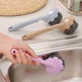 Stainless Steel Scrubbers with Handle Flower Shaped Cleaning Brush Steel Scrubbers Dish /Coffeemaker/Sink Brushes Kitchen Cleaning Tool. 