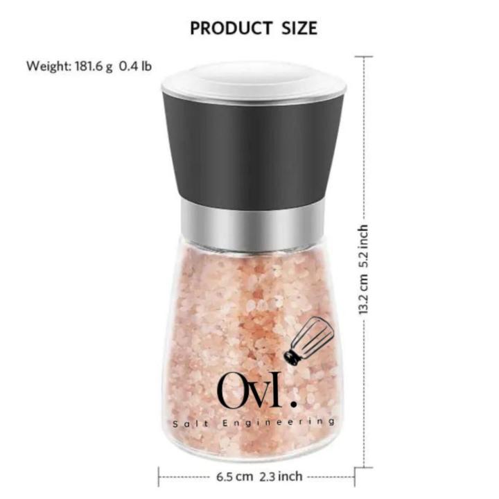 Salt and Pepper mill (Black Lid )grinder Shaker Spice Salt Container Condiment Jar Holder grinding bottles
