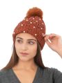 AMOLDO Wool Beanies Women Poms Fashion Pearl Knitted Hat Girls Female Beanie Cap Stylish Moti Cap. 