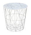 METAL WIRE REMOVABLE WOOD TOP FOLDABLE ROUND COFFEE SIDE TABLE STORAGE BASKET( 16 L 16 W 18.5 H ). 