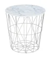 METAL WIRE REMOVABLE WOOD TOP FOLDABLE ROUND COFFEE SIDE TABLE STORAGE BASKET( 16 L 16 W 18.5 H ). 
