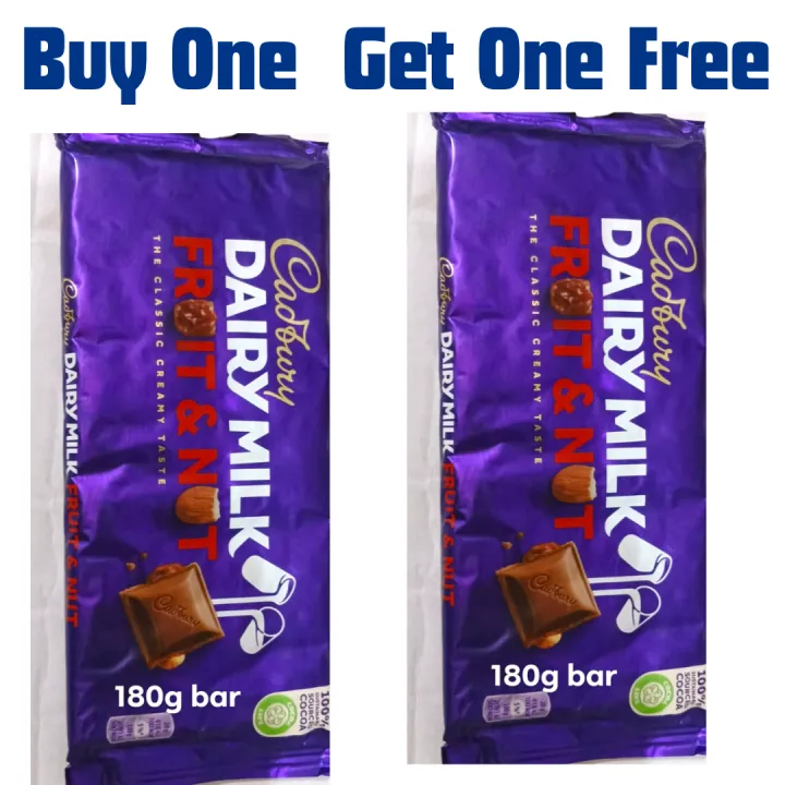 "Cadbury Dairy Milk Fruit & Nut Chocolate 180g BUY ONE GET ONE FREE ...