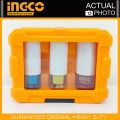 INGCO 3pcs 1/2" Non-Marring Lug Nut Socket Set (17,19,21mm). 