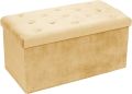 New Velvet Ottoman Storage Benches Folding Stool Soft Cushion Footrest Toy Storage Box Seat for Living Room Poof Foot Stool,38x76cm. 