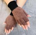 Half Finger Gloves for Girls, Plush Fingerless Gloves in Multicolor | Good Quality & Warm Material. 