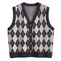 RULINWOODS Women Checked Sweater Vest Street Fashion Retro Plaid Vest. 