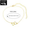 【Shop Now and Save】 Fashion Boho Double Heart Anklet Hollow Out Colorful Bling Hollow Out Love Foot Chain\ Foot Chain Geometric Leg Chain Summer.