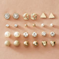 Shein- 12pairs Rhinestone Decor & Faux Pearl Decor Stud Earrings. 