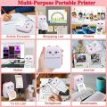 Mini Pocket Printer Portable Printer, Gifts for kids Bluetooth Wireless Smart Printer for Photo Picture Office Receipt Label Note QR Code Inkless Printing With Roll Thermal Paper USB Portable Mobile Printer Wireless Photo Printer for Smartphone,Black,Whit. 