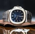 Patek Philippe Luxury Stainless Steel Watch with Blue Dial for Men. 