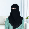 Premium Quality Arabian Niqab - Black, Double Layer Chiffon Fabric, Women’s Face Veil. 